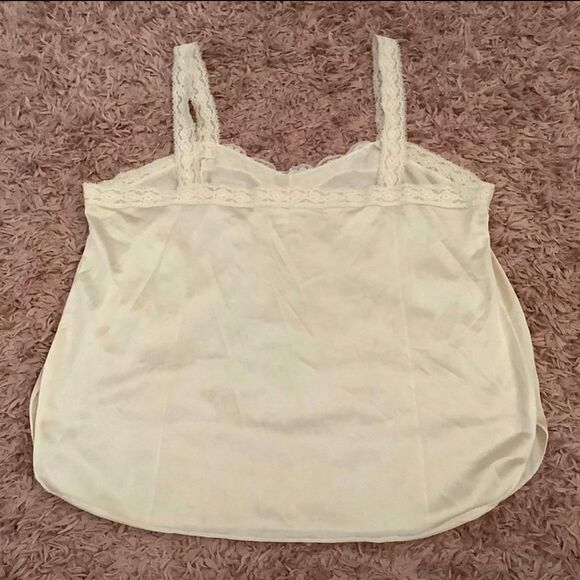 GreenCo Maid Vintage Cream Lace Coquette Dainty Camisole with Pink Bow Large - Picture 6 of 11